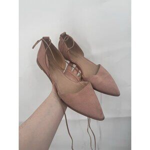 Madewell Arielle D'Orsay Pointed Toe Suede‎ Ankle Wrap Flat in Pink Size 9